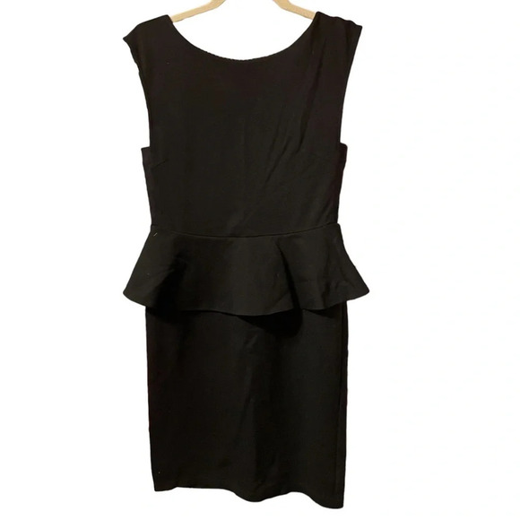 ALICE + OLIVIA EMPLOYED STRETCHY BLACK PEPLUM DRESS - Picture 1 of 3
